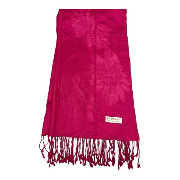 Magenta Floral Pashmina Y2K Silk Blend Shawl Wrap - Picture 1 of 3
